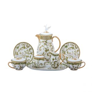 Neobe 12 Piece Tea Set, Gold Rim